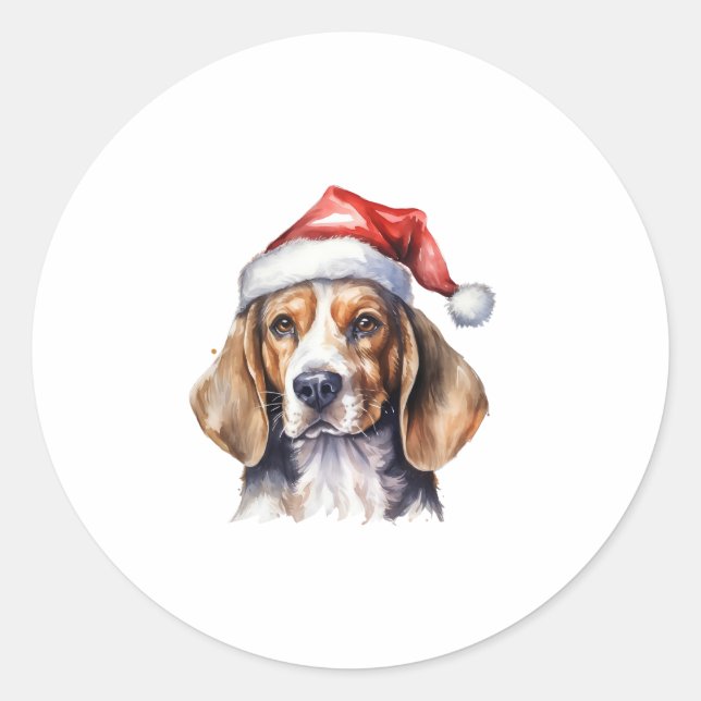 Beagle Christmas Dog  Classic Round Sticker (Front)