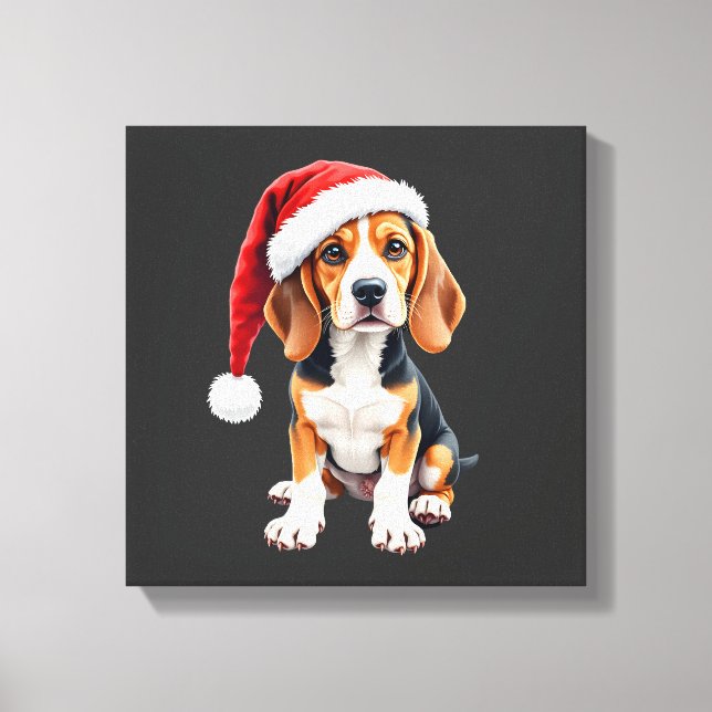 Beagle Christmas Dog Long Sleeve T-Shirt Canvas Print (Front)