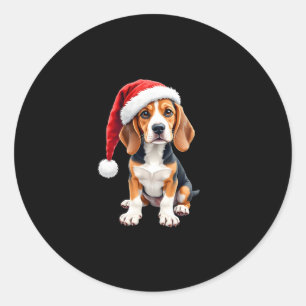 Beagle Christmas Dog Long Sleeve T-Shirt Classic Round Sticker