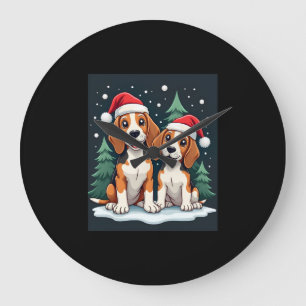 Beagle Christmas Dog Owner Xmas Holiday Pajama Lon Large Clock