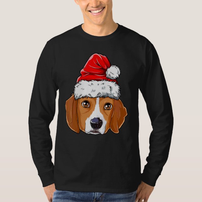 Beagle Christmas Dog Santa Hat Xmas Boys Kids Girl T-Shirt (Front)