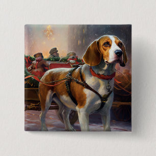 Beagle Christmas Festive Season 15 Cm Square Badge