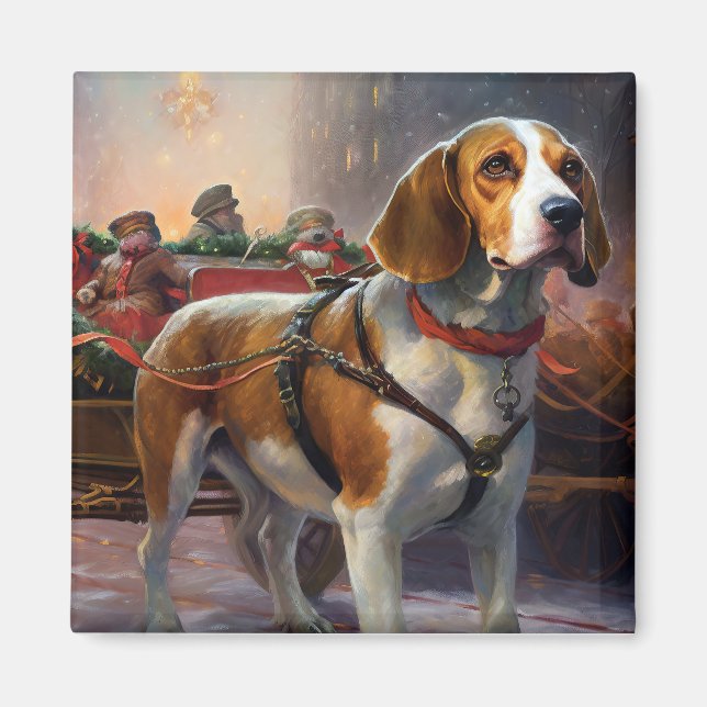 Beagle Christmas Festive Season  Magnet (Front)