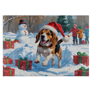 Beagle Christmas Festive Snow Scene Cutting Board
