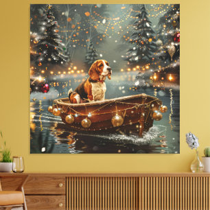 Beagle Christmas Festive Voyage Canvas Print