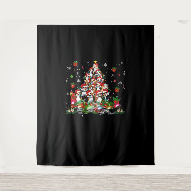 Beagle Christmas Funny Tees Beagle Xmas Tree Dog E Tapestry (Front)
