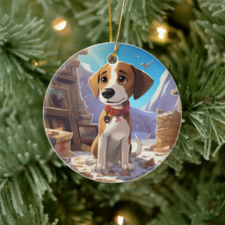 Beagle Christmas, Gift for Beagle Dog Lover Ceramic Tree Decoration