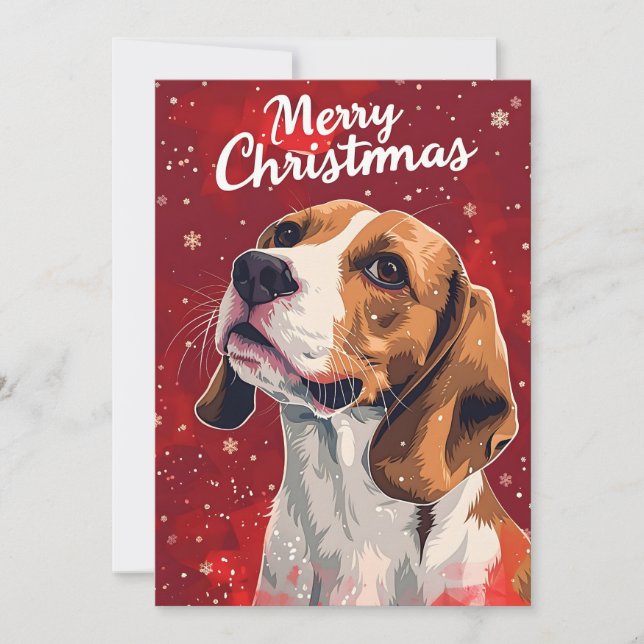 Beagle Christmas Holiday Card (Front)