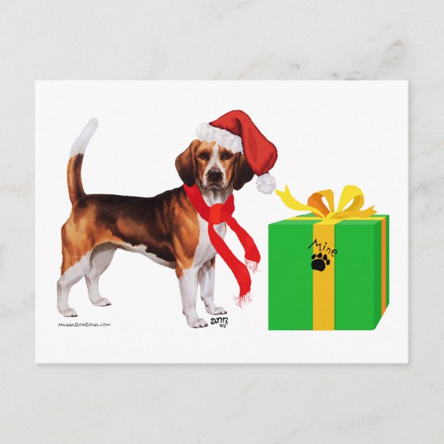 Beagle Christmas Holiday Postcard (Front)