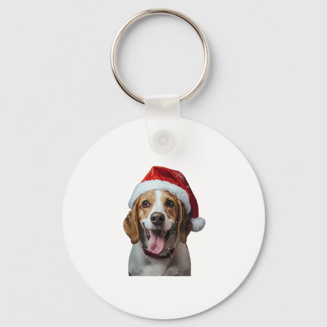 Beagle Christmas  Key Ring (Front)