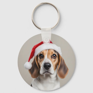 Beagle Christmas Key Ring