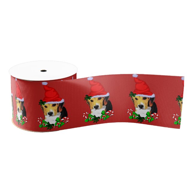Beagle Christmas Merry Grosgrain Ribbon (Spool)