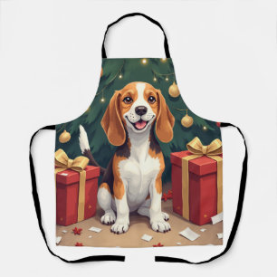 Beagle Christmas Morning Gift-Unboxing Painting Apron