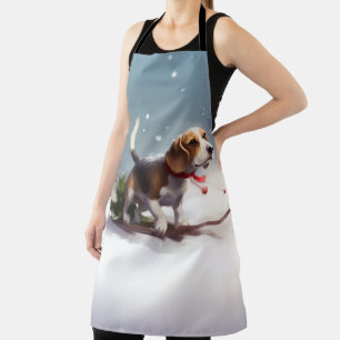 Beagle Christmas snow winter Apron