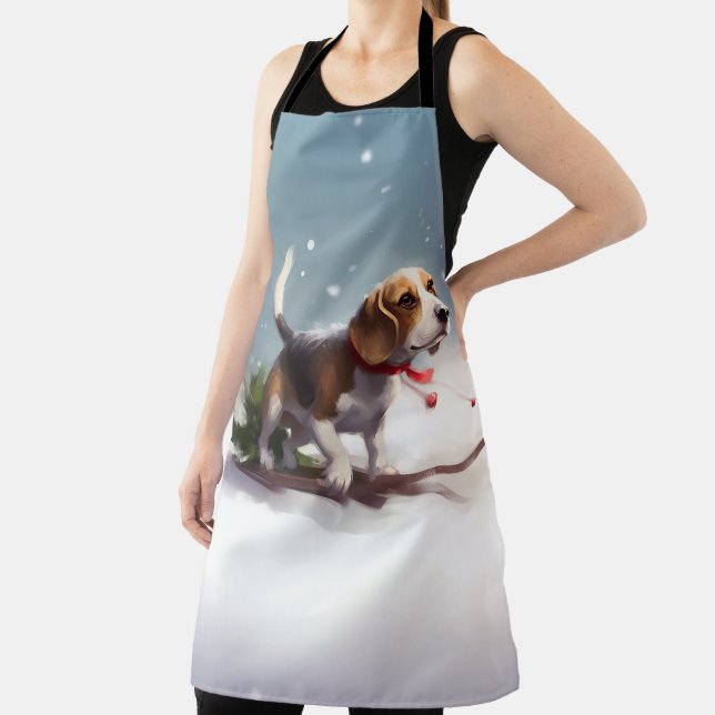 Beagle Christmas snow winter Apron (Insitu)