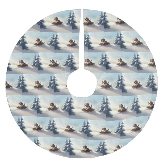 Beagle Christmas snow winter  Brushed Polyester Tree Skirt (Front)