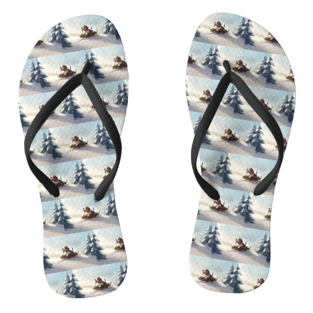 Beagle Christmas snow winter  Jandals (Footbed)