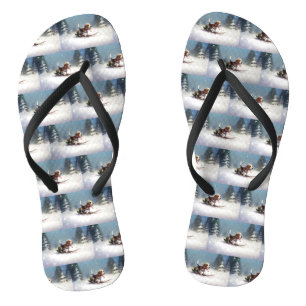 Beagle Christmas snow winter Jandals