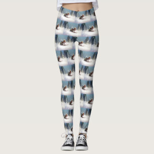 Beagle Christmas snow winter Leggings