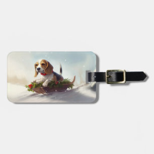 Beagle Christmas snow winter Luggage Tag