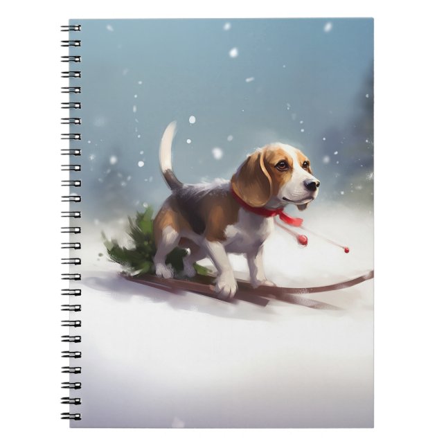 Beagle Christmas snow winter Notebook (Front)
