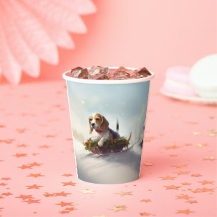 Beagle Christmas snow winter Paper Cups