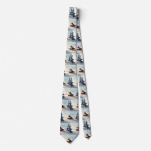 Beagle Christmas snow winter  Tie