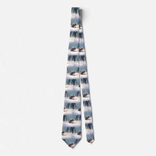 Beagle Christmas snow winter Tie