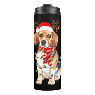 Beagle Christmas Tee Reindeer Christmas Lights Thermal Tumbler