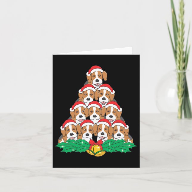 Beagle Christmas Tree Beagle Dog Lover Holidays  Card (Front)