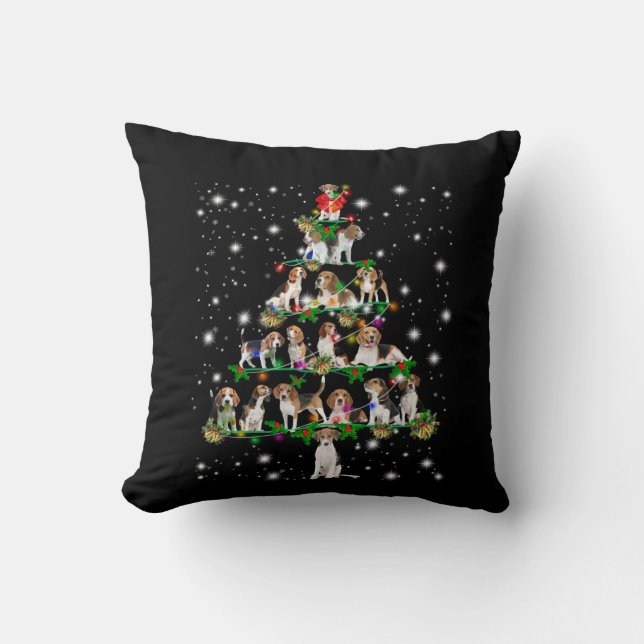 Beagle Christmas Tree Covered By Flashlight Cushion (Front)