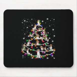 Beagle Christmas Tree Covered By Flashlight Mouse Pad