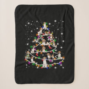 Beagle Christmas Tree Covered By Flashlight Sherpa Blanket