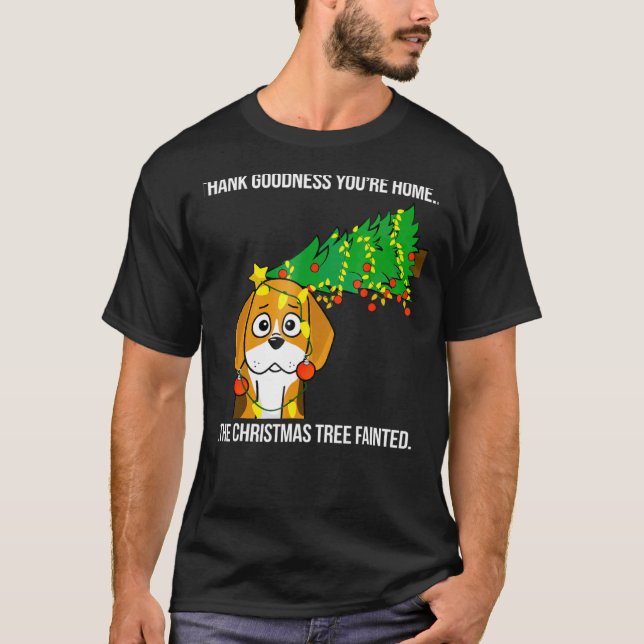 Beagle Christmas Tree Fainted Dog T-Shirt (Front)