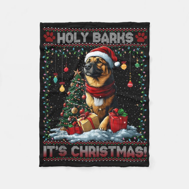 Beagle Christmas Tree Lights Decorations Dog Lover Fleece Blanket (Front)