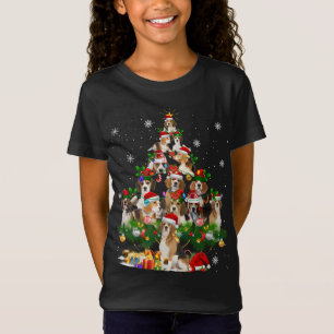 Beagle Christmas Tree Lights Funny Dog Xmas Gift T-Shirt