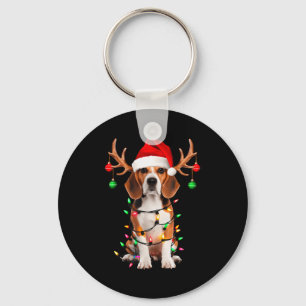 Beagle Christmas Tree Shirt Beagle Santa Hat Lover Key Ring
