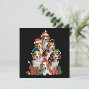 Beagle Christmas Tree With Santa Hat Dog Mum Dogs  Holiday Card