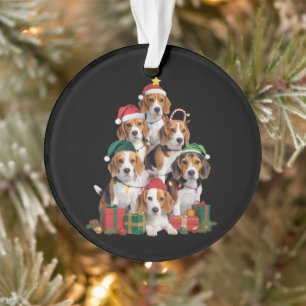 Beagle Christmas Tree With Santa Hat Dog Mum Dogs  Ornament