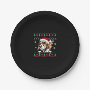 Beagle Christmas Uglyer Dog Xmas Oversized T-Shirt Paper Plate