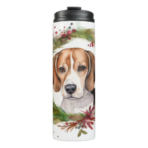 Beagle Christmas Wreath Festive Pup  Thermal Tumbler