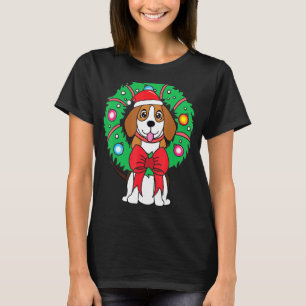 Beagle Christmas Wreath Ornament Mum Dad Dog T-Shirt