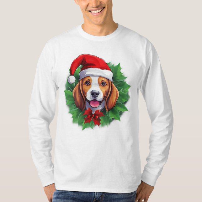 Beagle Christmas wreath shirt (Front)