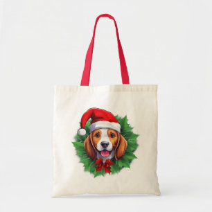 Beagle Christmas wreath Tote Bag