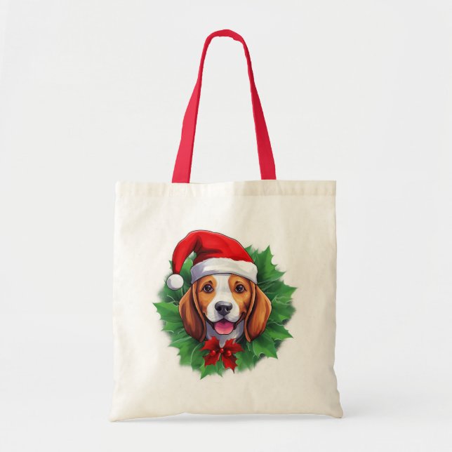 Beagle Christmas wreath Tote Bag (Front)