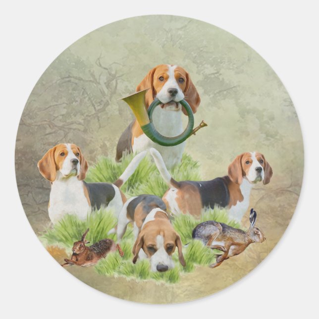 Beagle   classic round sticker (Front)
