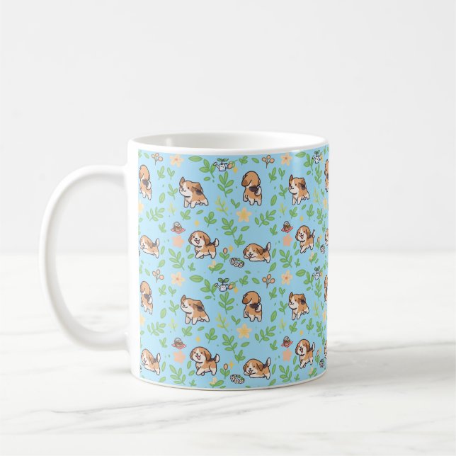 Beagle Coffee Mug Spring Floral Kawaii Dog Gift (Left)