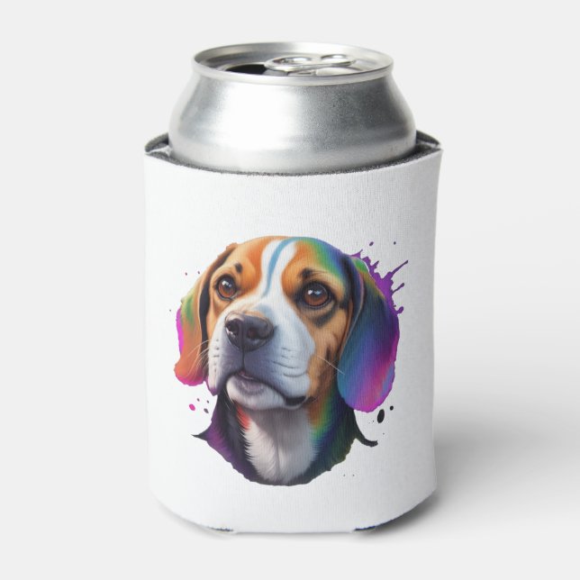 beagle colourful   can cooler (Can Front)