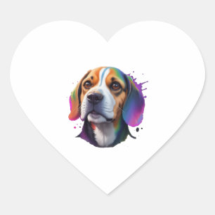 beagle colourful   heart sticker