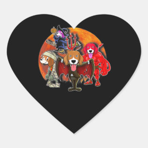 Beagle Costume Mummy Witch Pumpkin Halloween Gift Heart Sticker